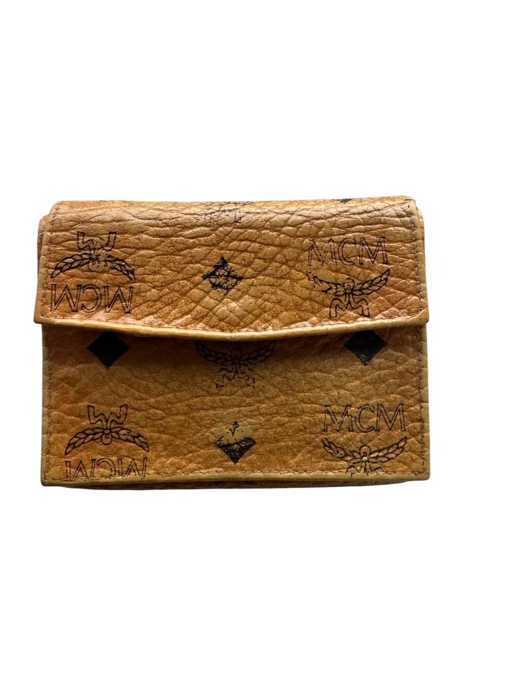 GUC - MCM Cognac Visetos Monogram Wallet Trifold Leather Wallet - Good conditio